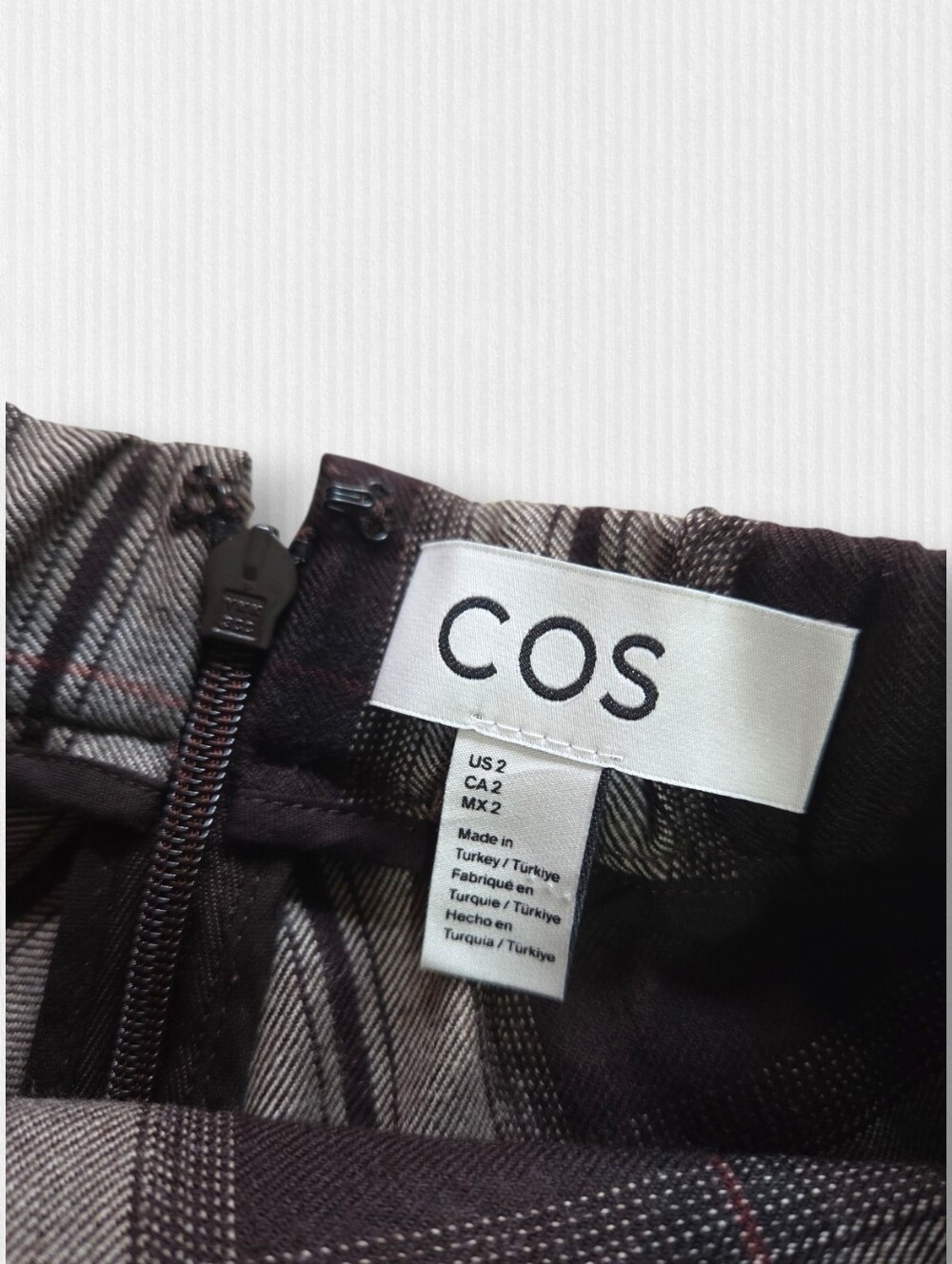 COS Plaid Checked Draped Midi Skirt - Size 2 Dark Academia Business Casual - Picture 5 of 5